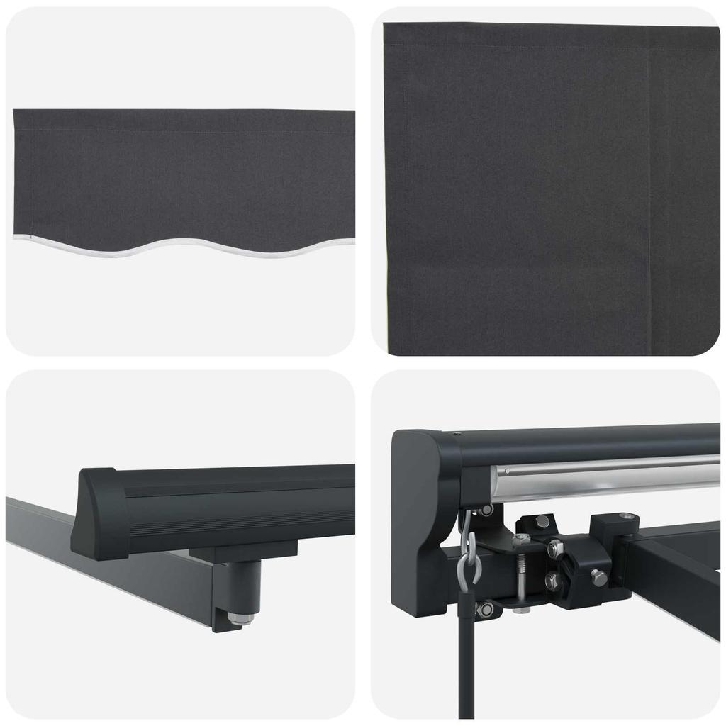 Manual Awning Frame with LEDs Anthracite 3 X 2.5 M