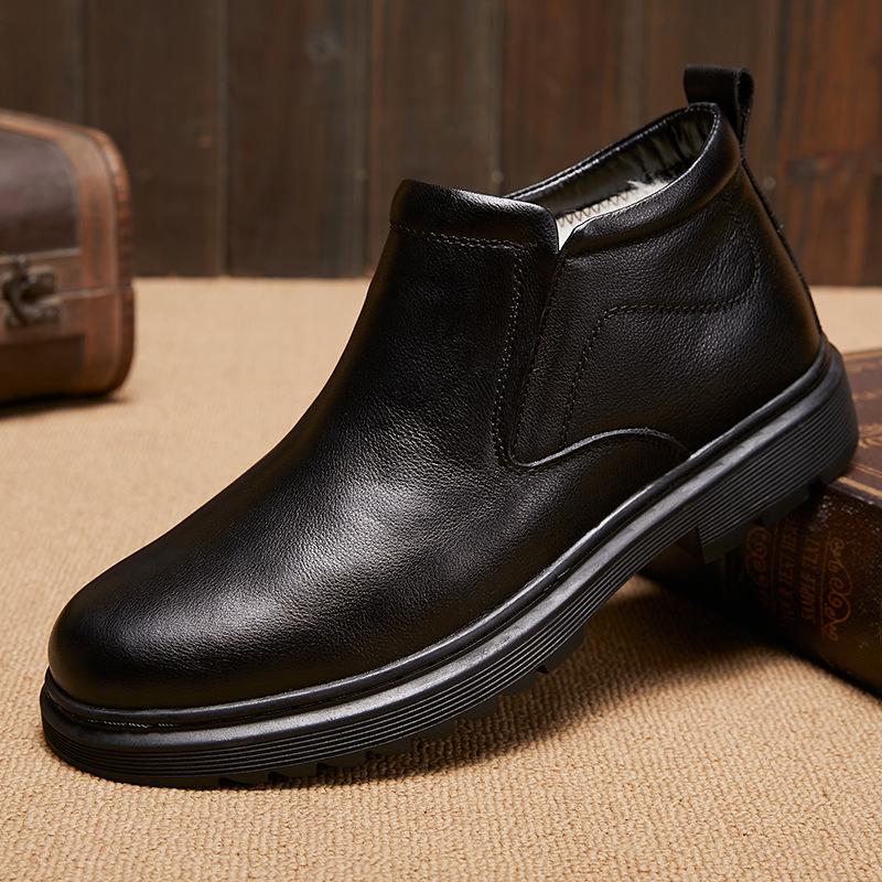 Zima 2024 Pánské boty z pravé kůže: Pohodlná, Hřejivá Vlna, Velké Velikosti 45-46, Ležérní Bavlněné Boty.