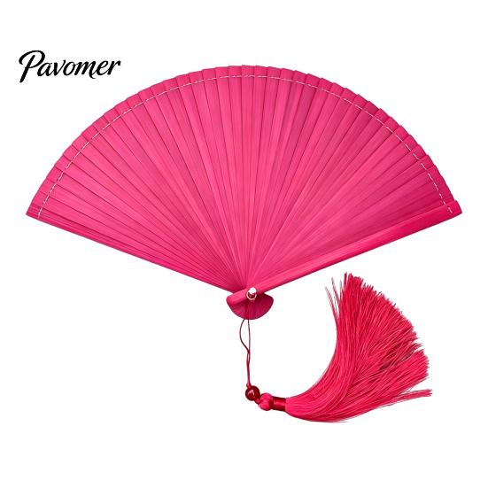 Handheld Folding Fan Vintage Japanese Bamboo Fan, Elegant with Tassels, Kimono Cheongsam Accessory Cooling Portable Oriental Style for Dancing