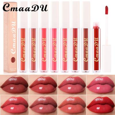 CmaaDu 8 Color Lipstick Red Olive Cream Bright Lip Gloss Δεν ξεθωριάζει, Χωρίς Κύπελλο