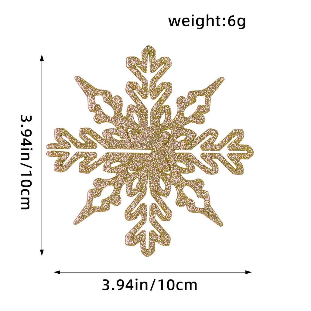 10CM Plastic Snowflake Christmas Tree Decorations - Hollow Powdered Snowflake Pendants