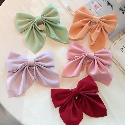 5-teiliges Set neue Hinterkopf-Haarspange Kopfschmuck Einfarbige Schleife Entenschnabel-Clip Haarspange Haarschmuck für Damen