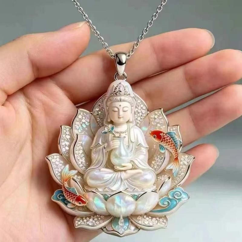 Nine Tailed Fox Enamel Pendant Necklace Chinese Style Vintage Design Jewelry for Women Banquet Wear Accessory