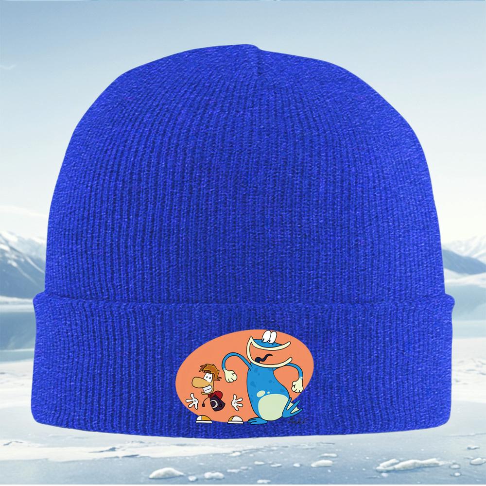 Rayman Frog Smiling Expression Duo Design Men Women Unisex Knitted Hat Beanie Pullover Cap Winter Thermal Warm Christmas Outdoor