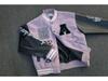 Unisex American Purple Letter Embroidery Color Block Baseball Jacket - Loose Fit, Spring 2025 High Street Trend.