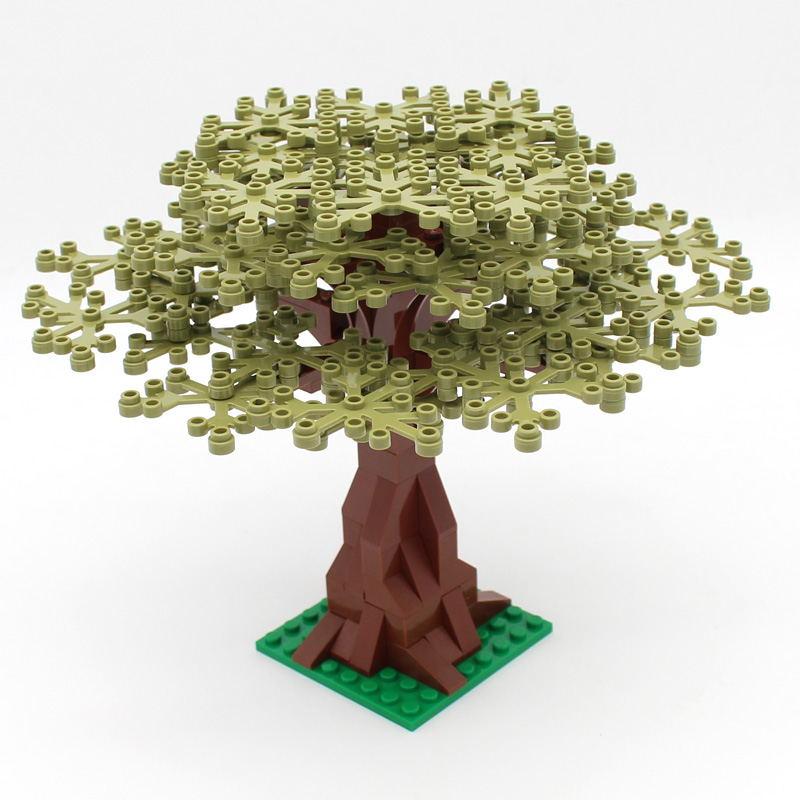 MOC Pflanzen- und Baumteile: Grünes Gras, Kiefern, Blattblumen & Stadtbausteine Zubehör - Bauklötze Set