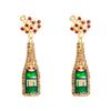 Mulheres Eardrop Óleo Gotejando Garrafa de Vinho Liga Incrustada Brincos Moda Pérola Strass