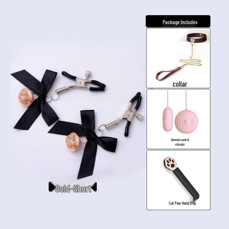 SM Adjustable Nipple and Breasts Clamps with Bow Tie for Couples
