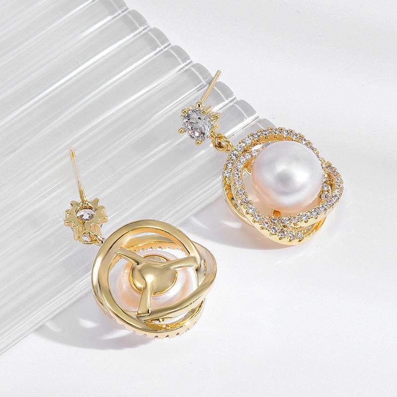 Atmospheric Simple Fuman Freshwater Pearl Earrings S925 Silver Needle Stud Earrings Women'S Accessories