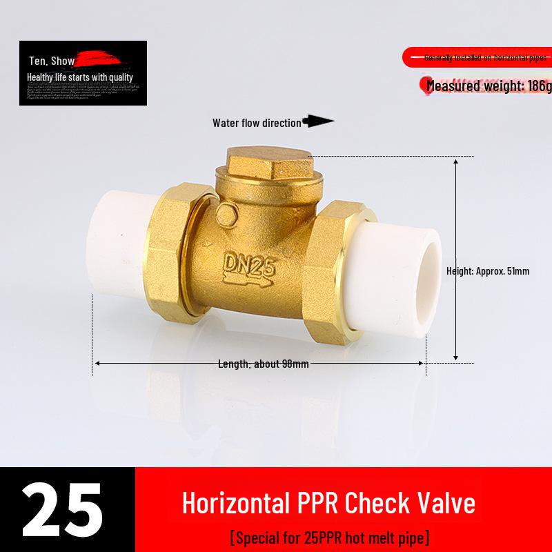 Miedziany zawór zwrotny pionowy i poziomy 4/6 punktów, 1 cal do rur wodnych i grzejników