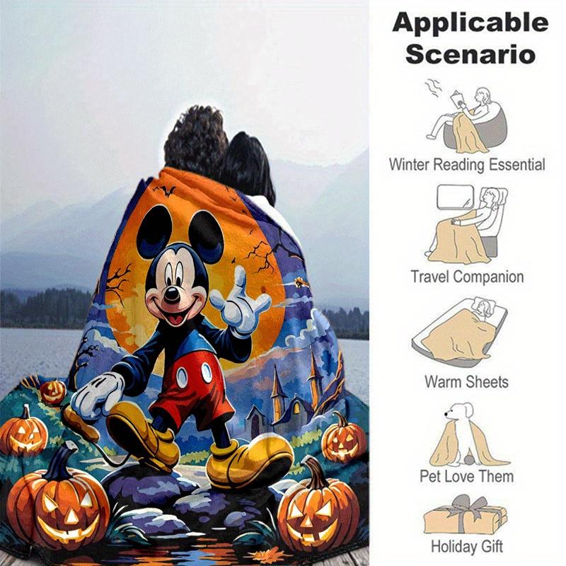 1pc Mickey Halloween Printing Blanket - Soft, All-Season Throw for Office Blanket,  | Personalized Gift with Adorable Cartoon Design