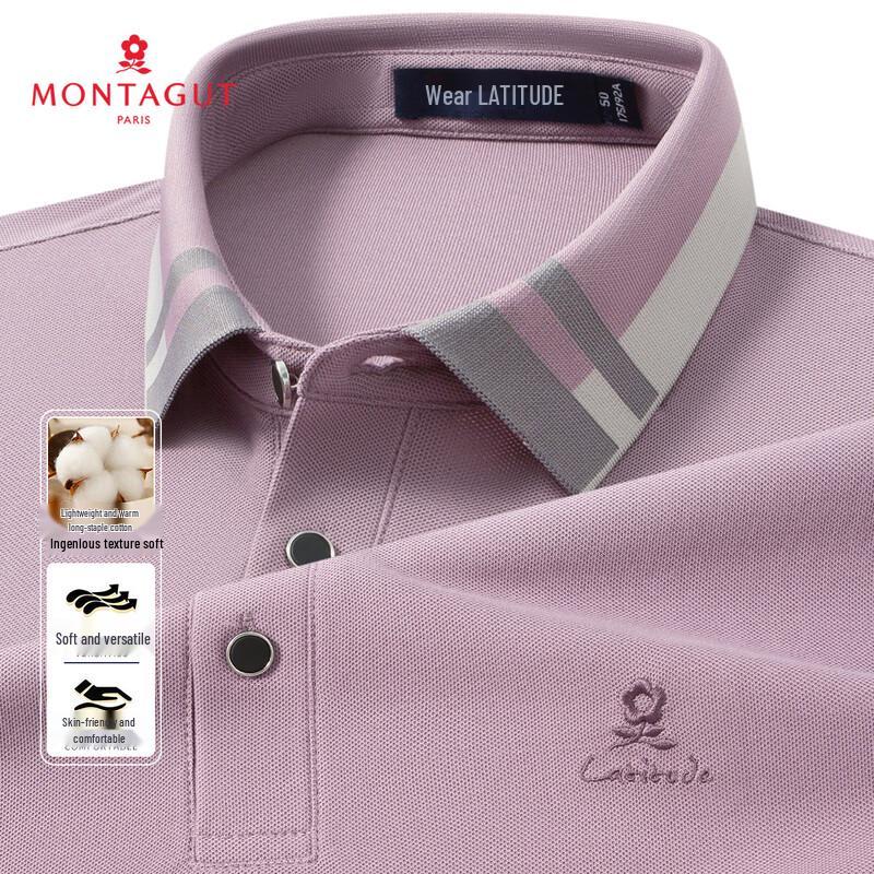 MONTAGUT Men's Long-Sleeve Cotton Blend Polo Shirt