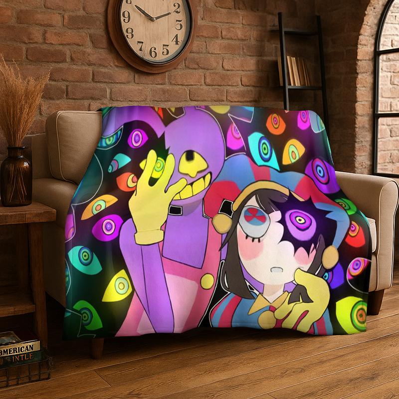 Cartoon Amizing Digtal Circus Pomni Soft Flannel Throw Blanket,Cozy Blanket for Bed,Couch,Sofa,Bedroom,Living Room,Picnic Kid