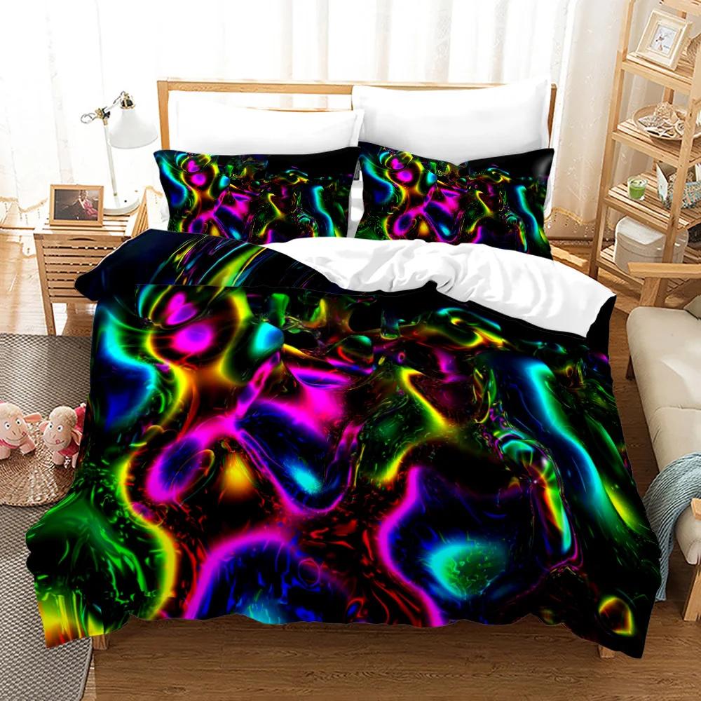 3-teiliges einseitig bedrucktes Serie Buntes Muster Bettbezug Bettwäscheset Bequemes Atmungsaktives Laken Bettdecke Bequemes Bettwäscheset
