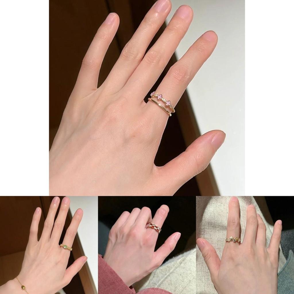 Stylish Geometric Floral Blue Enamel Copper Ring For Women Chic And Versatile Design