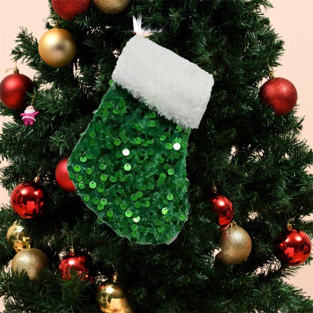 Hanging Christmas Tree Ornaments Plush Christmas Decoration Red Sequins Christmas Stocking Home