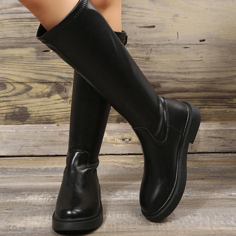 

Boots Belt Buckle 2025 Autumn Boots Fleece Wide Knight Boots Size Women s Boots 35