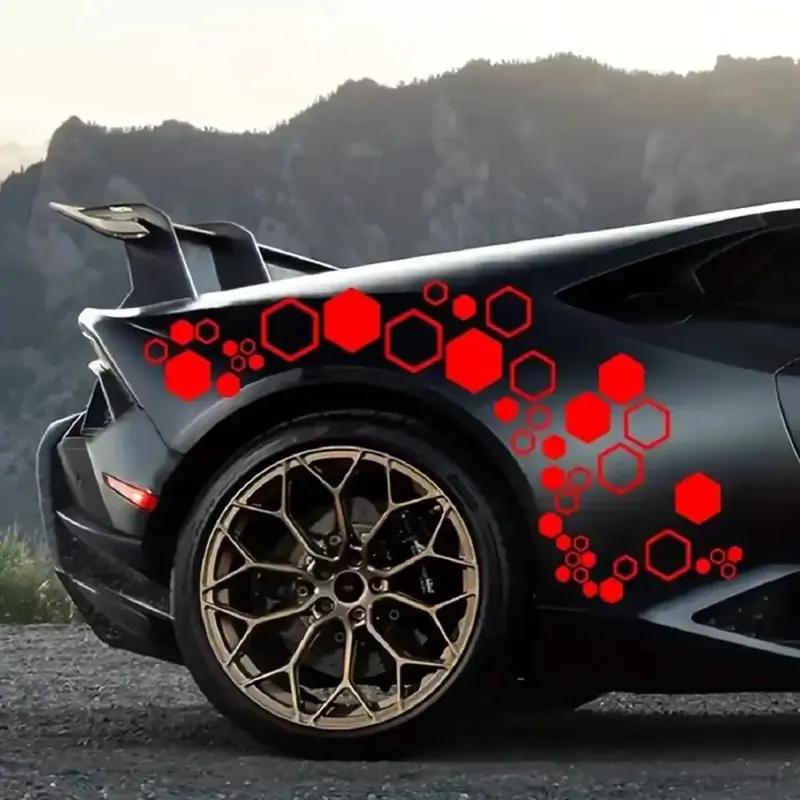 52pcs Honeycomb Auto Vinyl Decals Large and Small Combination Hexagonal Stickers DIY Car Body Cool Styling Open Style Decoration