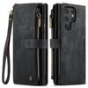For Samsung Galaxy S25 Edge S24 S23 S22 Ultra Case, Durable PU Leather Magnetic Flip Strap Wristlet Zipper Card Holder Wallet