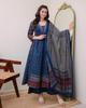 Women's Designer Party Wear Rayon Printed Anarkali Kurta and Pant with Dupatta Set Salwar Suit