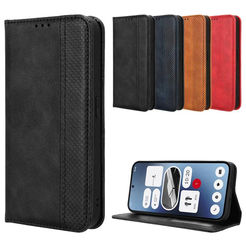 Retro Flip Book Lederhülle für Nothing Phone 3A Pro Phone3A Hülle Magnetische Flip-Wallet-Hülle für Nothing Phone 3a 2a Plus Hülle