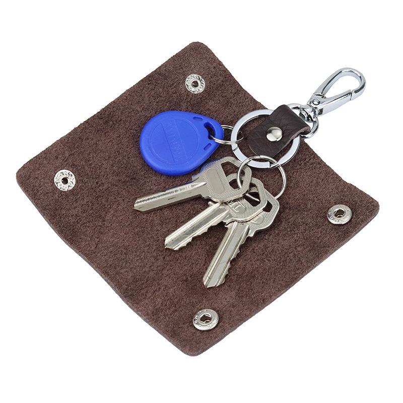 Men's Fashion Genuine Leather Keychain Pouch Portable Anti-scratch Zipper Bag Ideal Gift for Father Husband Male Friend