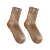 Women's Terry Mid-Calf Socks: Velvet-Lined, Thick, Warm, Postpartum, Embroidered Heart, for Autumn and Winter