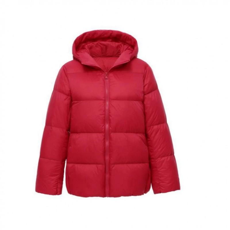 Womens Lightweight Down Puffer Jacket Short Hooded Warm Outerwear 85-90% White Duck Fill