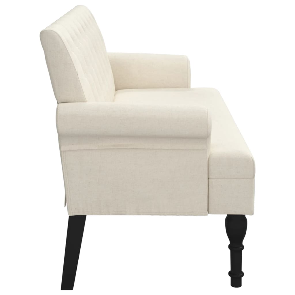Upholstered Bench with Backrest 120 X 62 X 75.5 Cm Linen Fabric