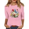 Women's Fashion Casual Seven-Point Sleeve Print Round Neck Top