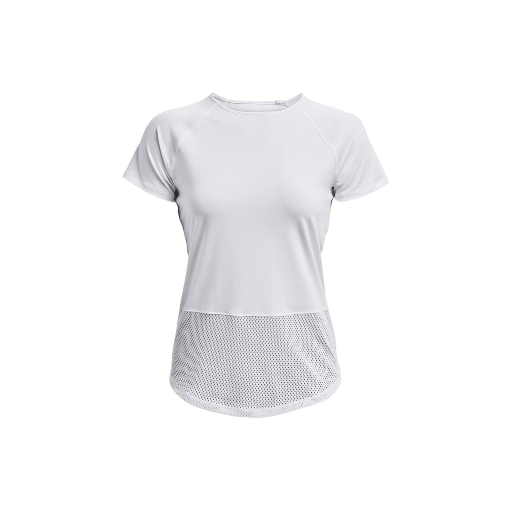 Under Armour Breathelux Solid Color Loose Fit Crew Neck T-Shirt Women Tops White 1370867-100