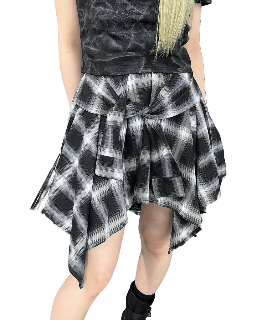 WEGO Figments Faux Sleeve Irregular Hem Size Black Skirt, Streetwear, Women's, F,