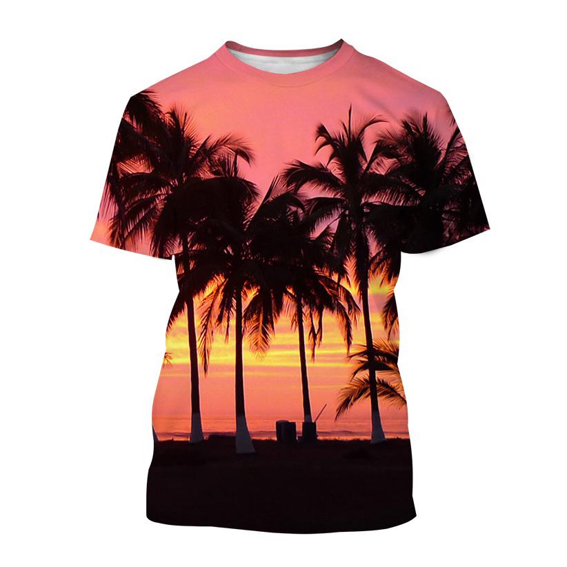 Hawaiian Style T-Shirts Palm Tree Pattern 3D Print Men Women Short Sleeve T Shirt Oversized Harajuku Y2k Tees Man Tops Clothing