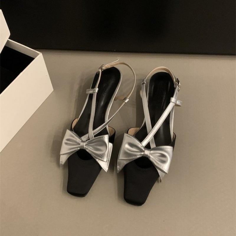 Square Toe Mary Jane Women's Shoes 2025 New Chunky Heel Single Shoes One Buckle High Heel Baotou Sandals Women