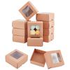 12sets Folding Kraft Paper Cardboard Jewelry Gift Boxes with PVC Visible Window Square BurlyWood Finished Product: 10x10x5cm