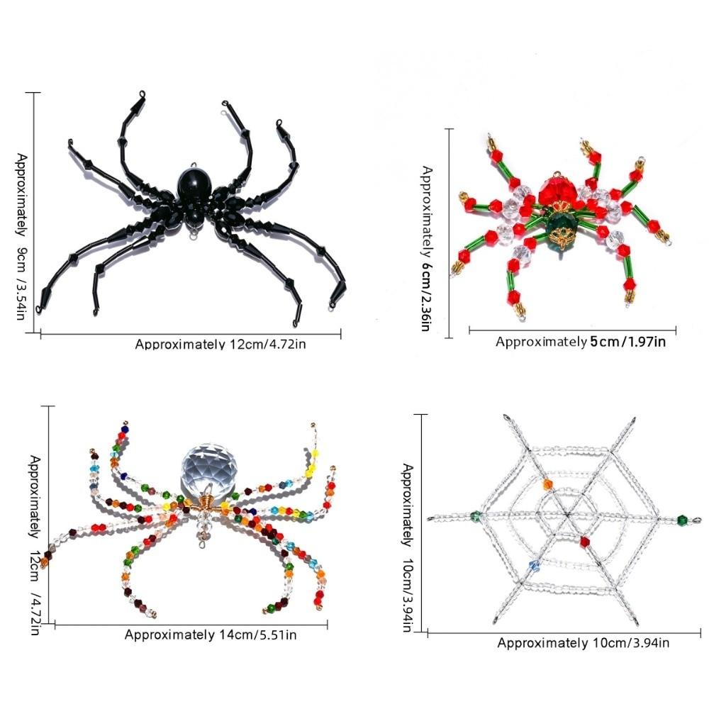 Colorful Beaded Spider and Spider Web Decorations Crystal Halloween Decorations Haunted House