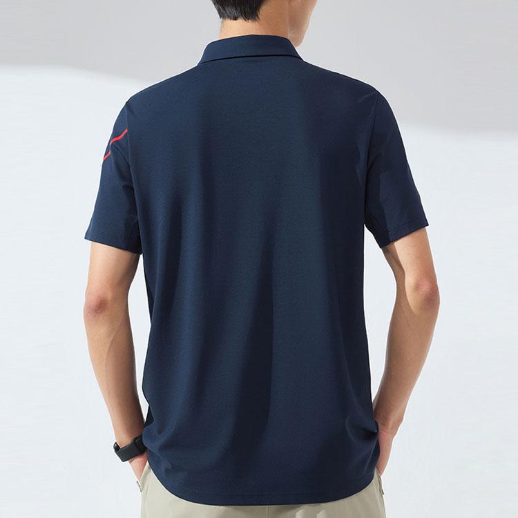 Anta Training Series Color Block Breathable Comfortable Sports Polo Shirt Men tops Midnight-Blue 152427133-3