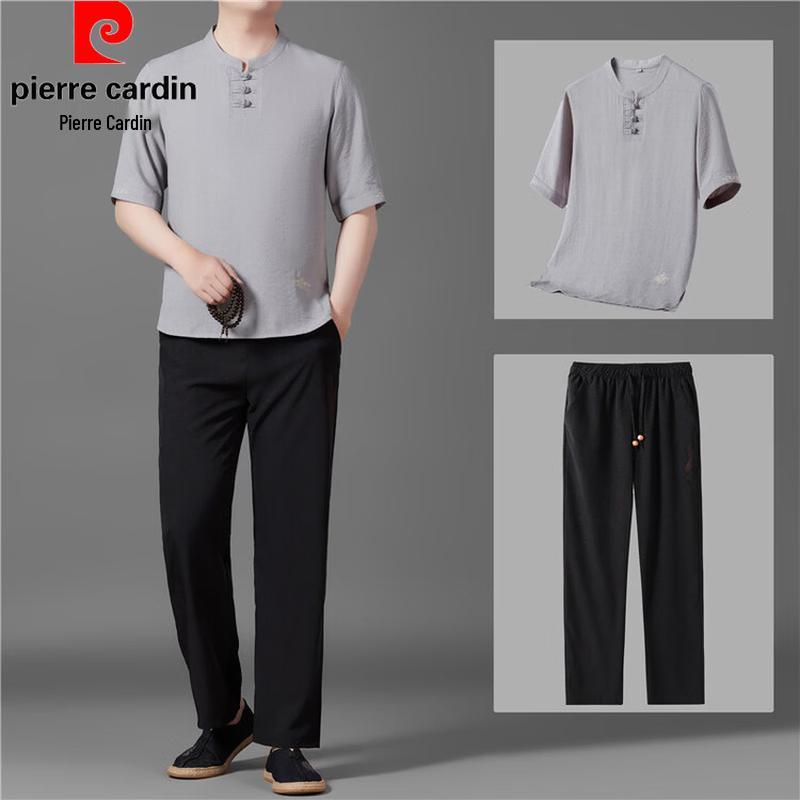 Pierre Cardin Men's Summer Linen Blend Chinese Style Tang Suit Top