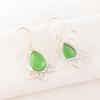 Green Cat's Eye Gemstone Jewelry, Handmade Earrings, 925 Solid Sterling Silver Jewelry For Wedding Gift