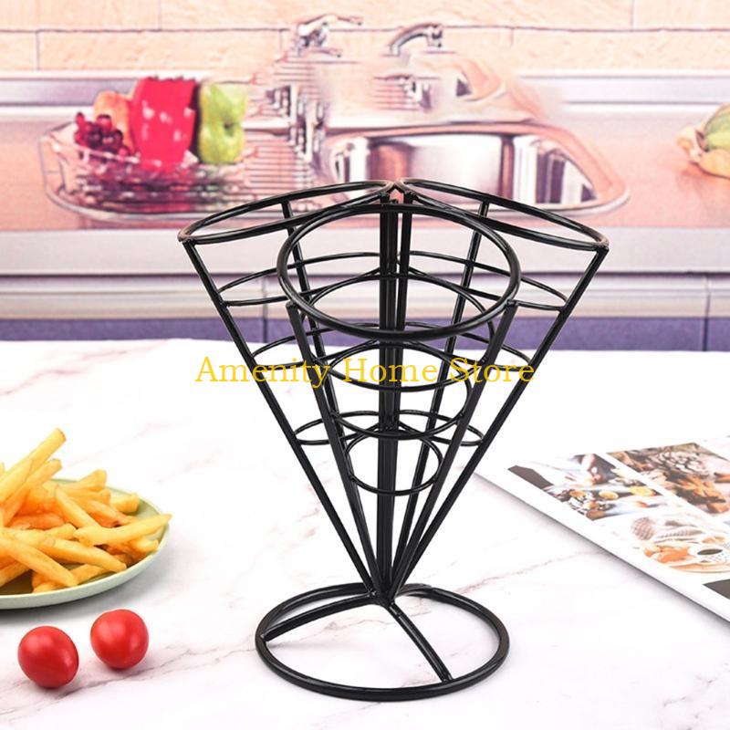 F26C 3-in-1 Pommes Frites Ständer Halter Pommes Tüte Korb Gestell für Pommes Kartoffelchips Eis Fisch Hähnchen Vorspeisen Küche