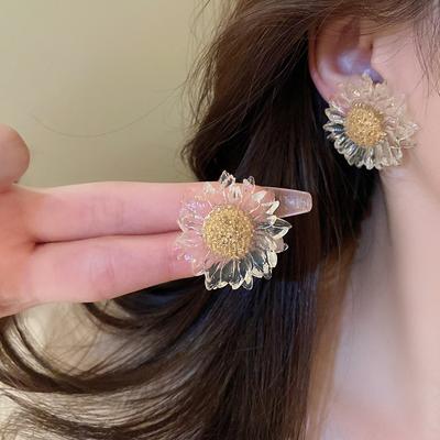 Transparente Blumenohrringe für Damen Mode Personalisierte Sonnenblumen-Ohrstecker Luxus-Designer-Schmuck
