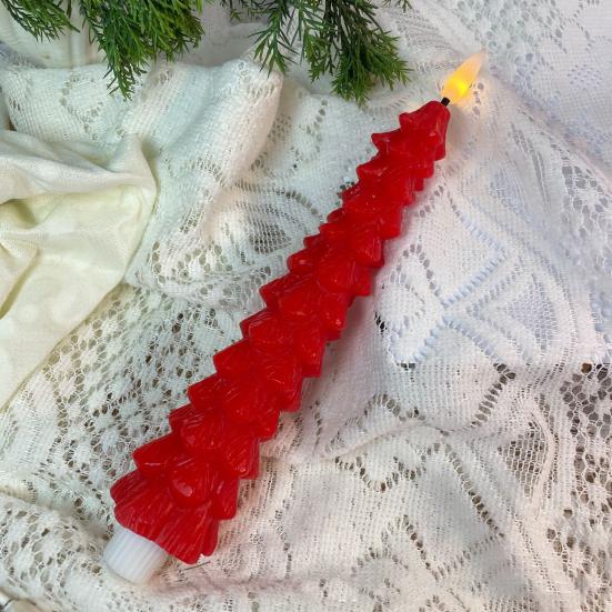 Remote Control Window Candles Green Christmas Tree Flameless LED Candle, 9.8" Battery Operated Taper Candles, Dorm Room Decorative Lighting