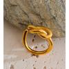 Eetit Size 7 Stainless Steel Cast Open Ring for Women 2025 Knotted Temperament Fashion Finger Jewelry PVD Plated