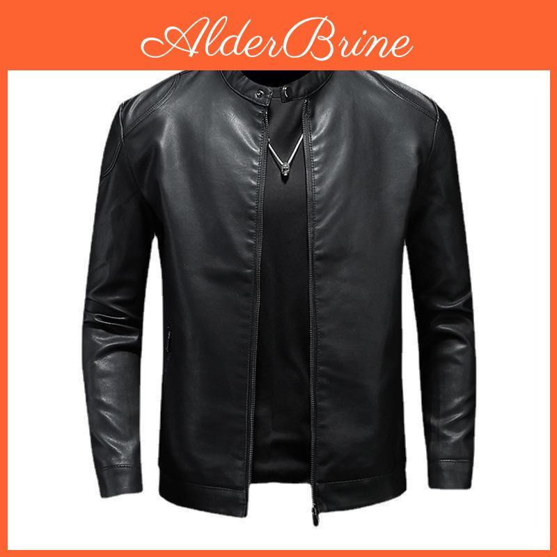 Leather Casual Autumn New Mens Jacket Korean Version Leather Jacket Trendy Standup Collar Jacket