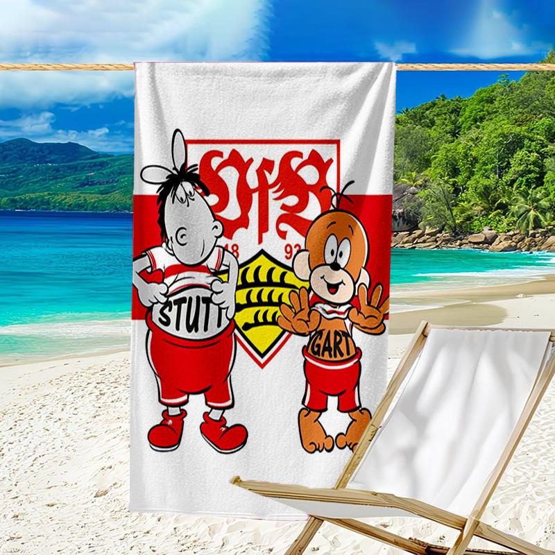 Asciugamano da Spiaggia in Microfibra Celebrativo VfB Stuttgart, Leggero e Asciugatura Rapida, per Viaggi Estivi, Essenziale per la Spiaggia, Piscina All'aperto