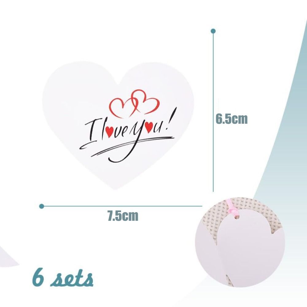 60Pcs White Heart Valentines Day Gifts Tags Gold Lanyard Handwritten Style Heart Paper Tag Small Cards Valentine's Day Labels