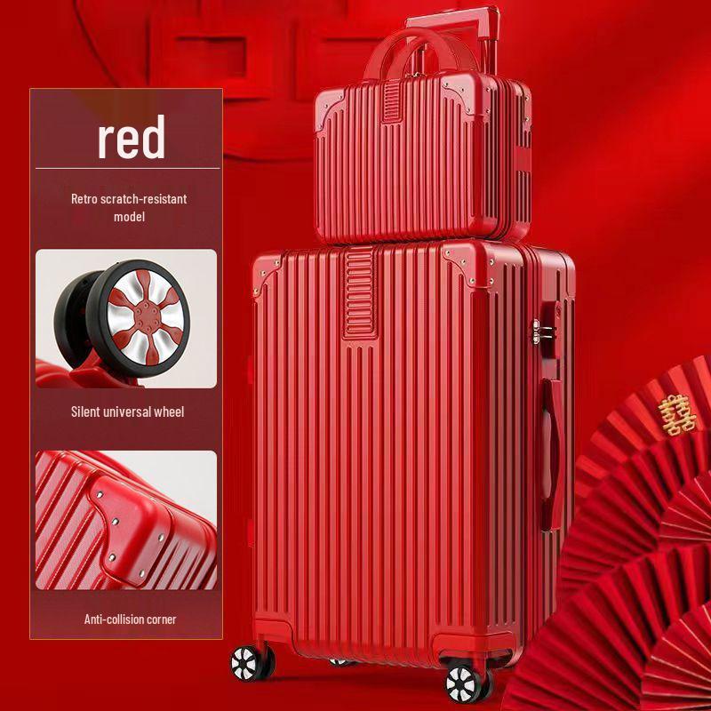 Bright Red Wedding Suitcase with Combination Lock - Perfect for Honeymoon Travel