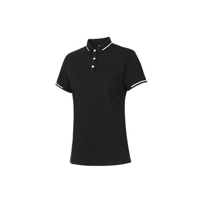 Solid Color Moisture Wicking Quick Dry Breathable Polo Shirt Women Tops Black APLU206-2
