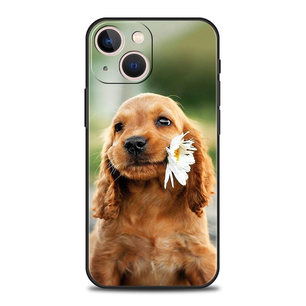 

Милый роскошный чехол для телефона с собакой кокер-спаниеля для iPhone 13 15 14 12 Mini 11 Pro MAX XR X SE XS 7 8 Plus, черный силиконовый чехол iPhone 13