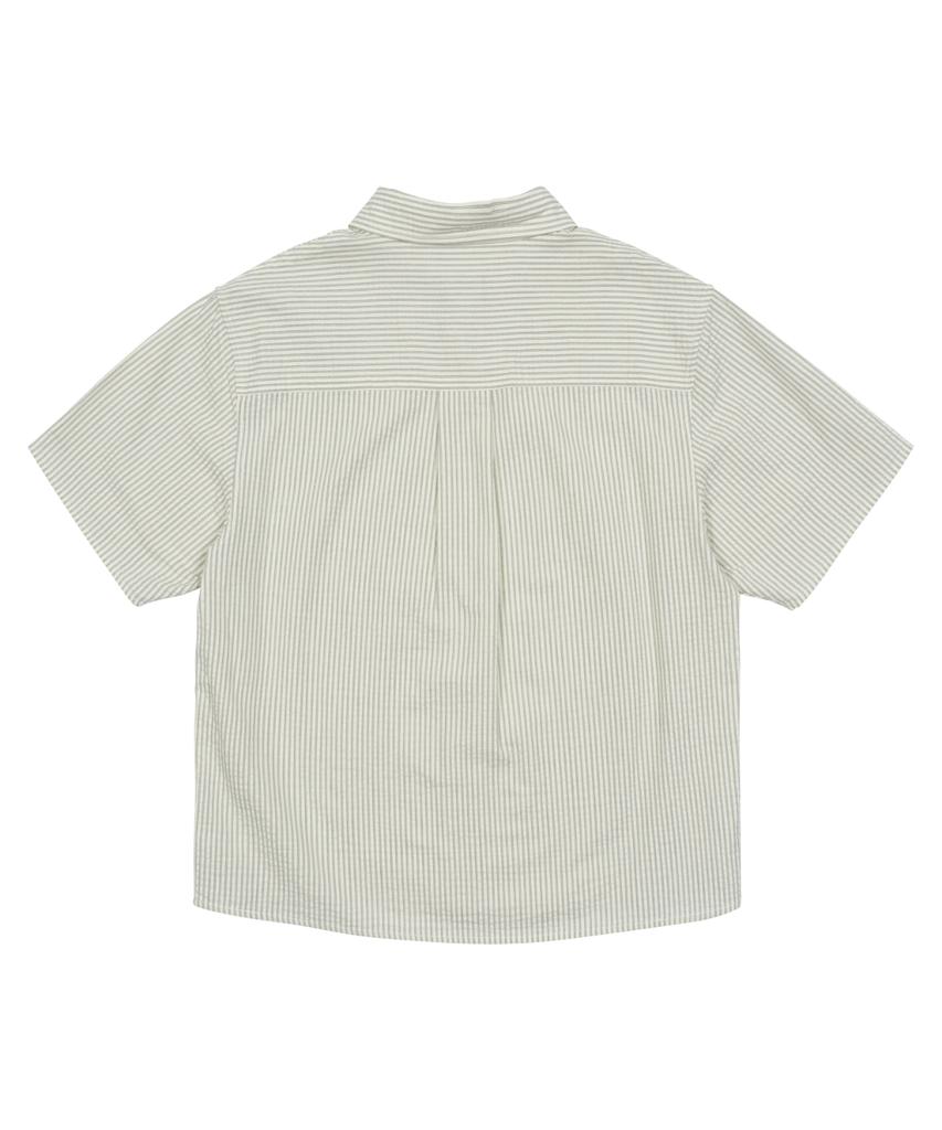 THE COLDEST MOMENT Tcm Mini Logo Stripe Half Shirts (Beige)